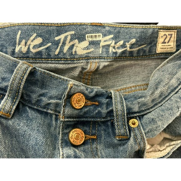 We the Free Women's Blue Distressed Blossom Rigid Jeans Size 27 Frayed Hem - Picture 3 of 3